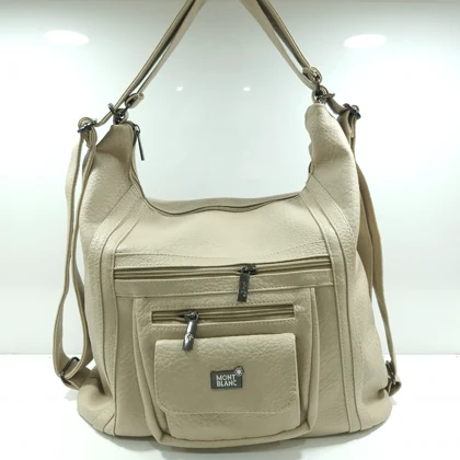 کیف شانه ای زنانه MONT BLANC با قابلیت کوله شدن کرمی