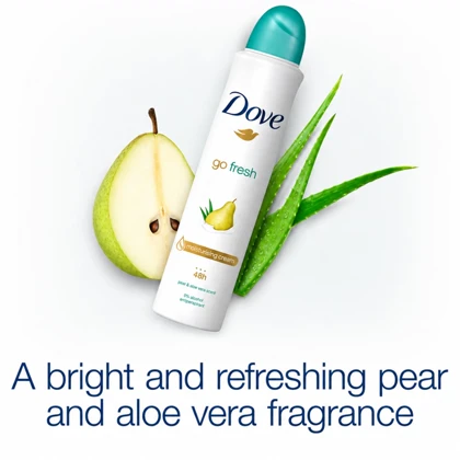 اسپری ضد تعریق زنانه داو Dove مدل Go Fresh رایحه گلابی و آلوئه ورا 48H حجم 250ml