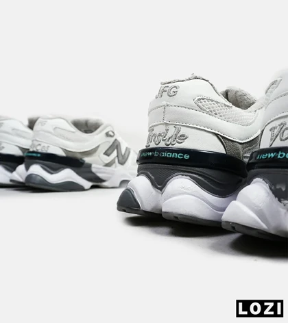 کفش نیوبالانس بزرگ پا سفید طوسی پشت آبی NEW BALANCE 9060