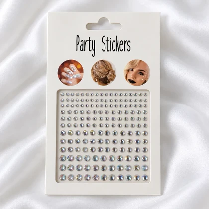نگین چسبی تزئینی چند سایز نقره‌ای Party Stickers