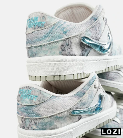 کفش کتانی مردانه و زنانه طوسی سفید آبی نایک NIKE dunk low steam puppet مدل 7204