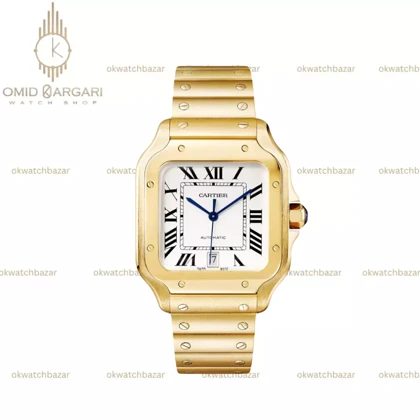 ساعت مچی کارتیه د سانتوس بدنه طلایی صفحه سفید Cartier