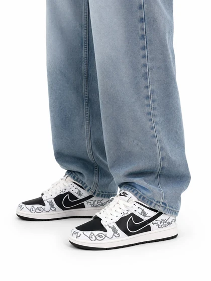 کتانی مردانه مدل نایک جردن گلدوزی سفید مشکی Nike Jordan
