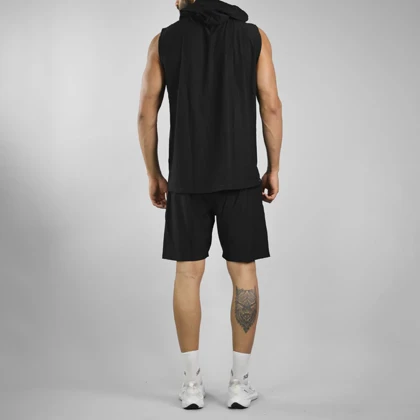 ست رکابی کلاهدار و شلوارک اسپرت نایک مدل HS-3G1057 مشکی