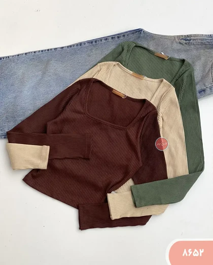 بلوزکراپ یقه خشتی 8652