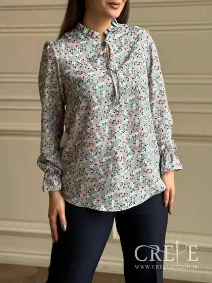 شومیز یقه فرنچ گل‌دار