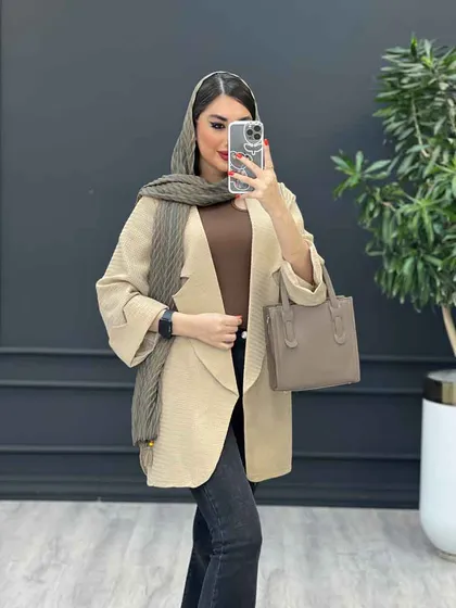 مانتو حصیری آستین برش‌دار