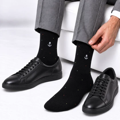 جوراب مردانه طرح لنگر دریایی میچکا CS3009