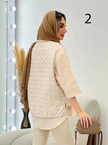 وست طرح دار لینن نچرال