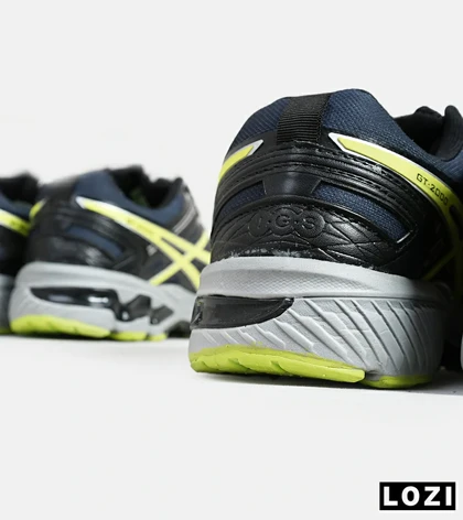 کفش کتانی مردانه مشکی طوسی لیمویی ASICS GT 2000