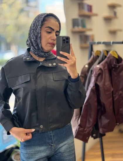 بامبر جکت چرم آستر دار_4312