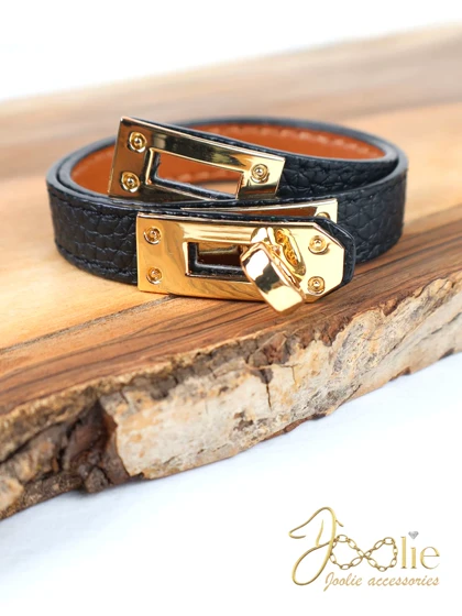 دستبند چرمی لوکس قفل هرمس کد B2219