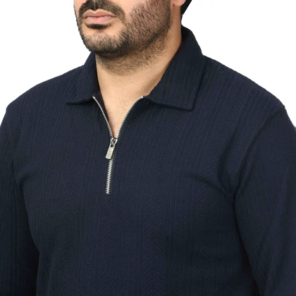 پولوشرت آستین بلند نیم زیپ مردانه سیزر مدل 1550451