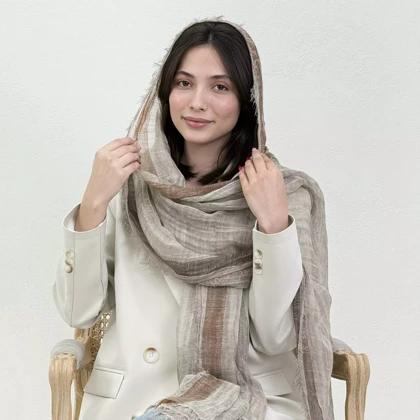 شال زنانه لینن دور ریش