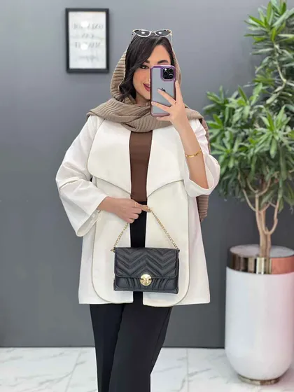 مانتو کتان لمه یقه دوبل