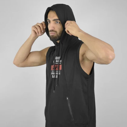 ست رکابی کلاهدار و شلوارک اسپرت یو اف سی مدل HS-3H1337 مشکی