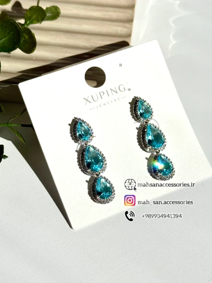 گوشواره زنانه جواهری ژوپینگ ضدآب عکس دوم