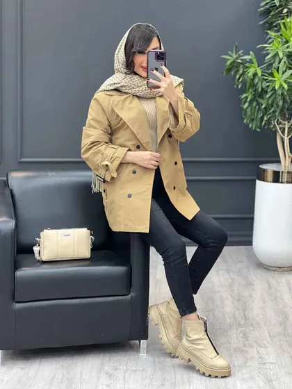 بارانی شش دکمه جیب پاگن