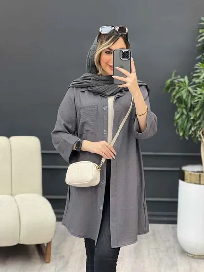 مانتو راه راه بغل سه دکمه