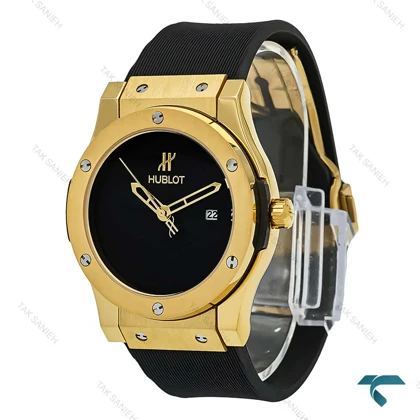 ساعت هابلوت مردانه صفحه مهندسی طلایی مشکی Hublot-7363-G