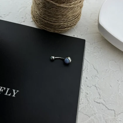 پیرسینگ ناف استیل با نگین اوپال