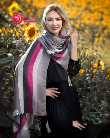 شال وسط ساده حاشیه‌دار پاییزه