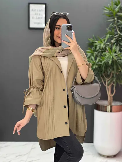 مانتو لینن جلو پیله آستین گت