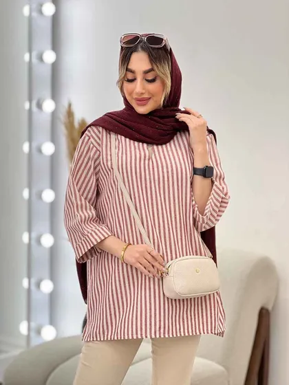 مانتو راه راه لمه دار