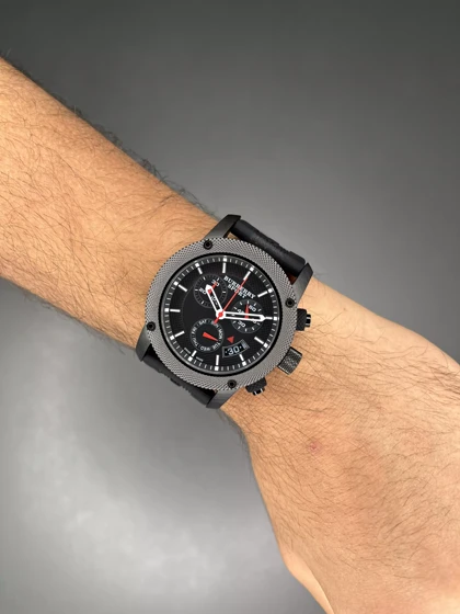 ساعت مچی بربری سه موتوره فول دیت تمام مشکی Burberry