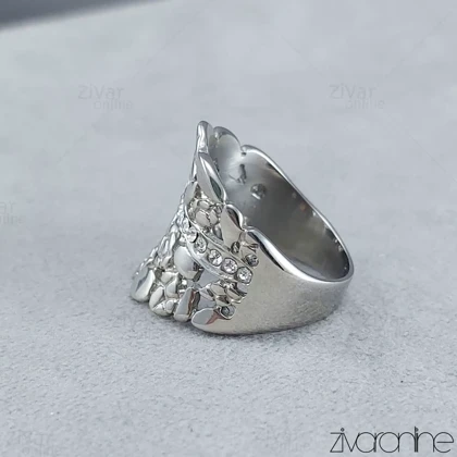 انگشتر طلاروس طرح طلا نگین‌دار نقره ای 30109