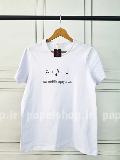 تیشرت نخ پنبه یقه گرد طرح موزیک