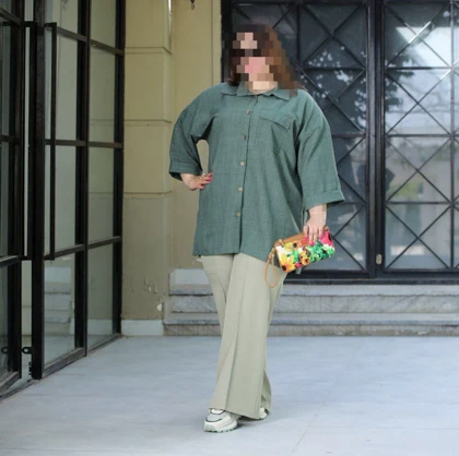 شومیز مانتویی سایز بزرگ مدل برلیان