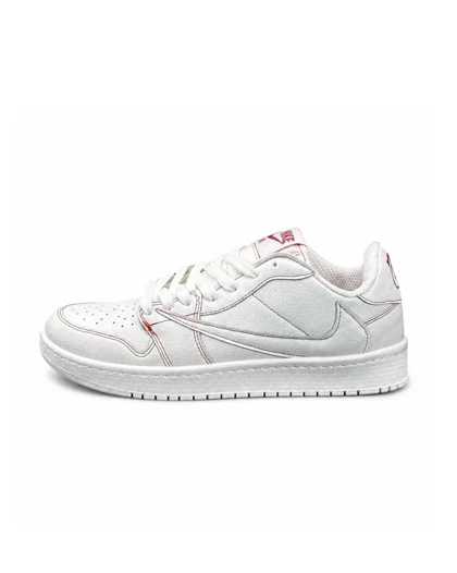 کفش کتانی مردانه مدل نایکی ترویس سفید دوخت قرمز Nike travis
