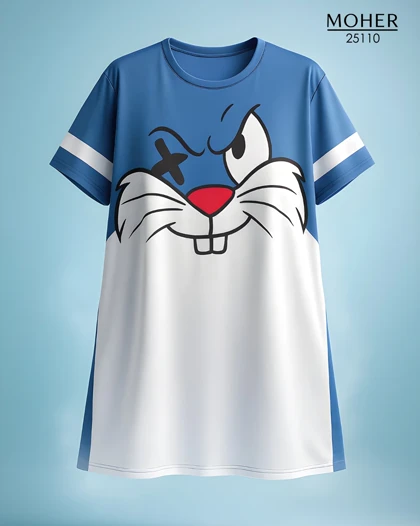 تونیک راحتی سایز بزرگ طرح خرگوش با نمک