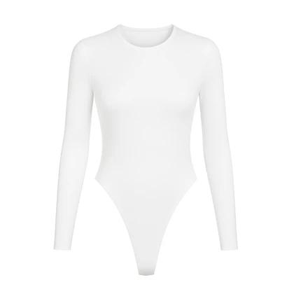 بادی نخی آستین بلند رنگ سفید مه جامه 202