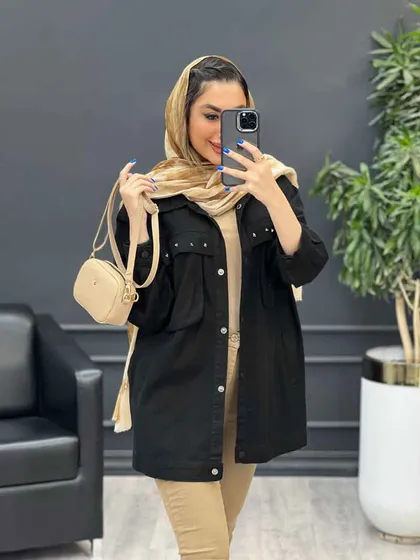 مانتو کتان چهار جیب پرچ پارلا