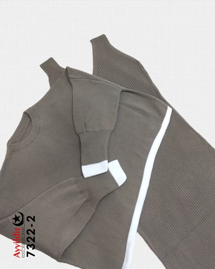 ست کراپ سارافون بافت پاییزه زنانه سایز بزرگ کد 7322