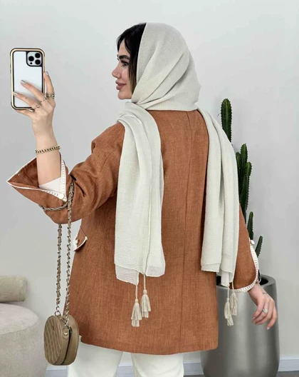 کت نوار دوزی آستین چاک‌دار(5)کد3450