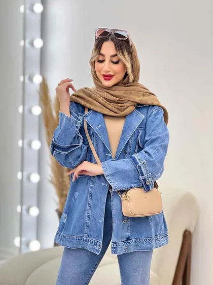 مانتو جین دو جیب پاکتی زاپ‌دار
