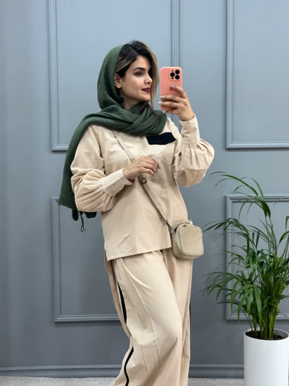 ست مانتو شلوار بغل نواری