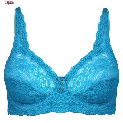 سوتین زنانه پانیذ آبی فیروزه ای مدل فنردار گیپوری کد 66365-new