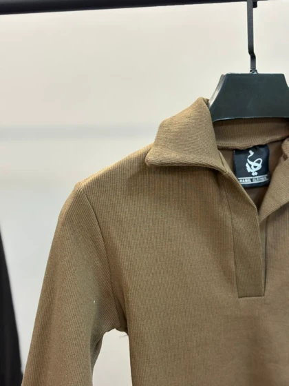 کراپ یقه دار استین بلند 1698