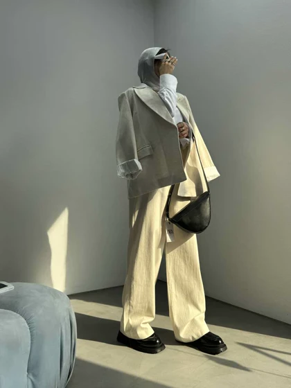 کت لینن طرح جیب