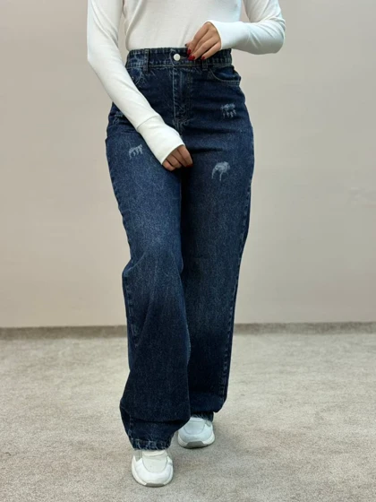 شلوار نیم بگ جین آبی سنگشور ام کی