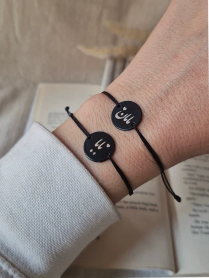 دستبند مامان بابا مشکی استیل