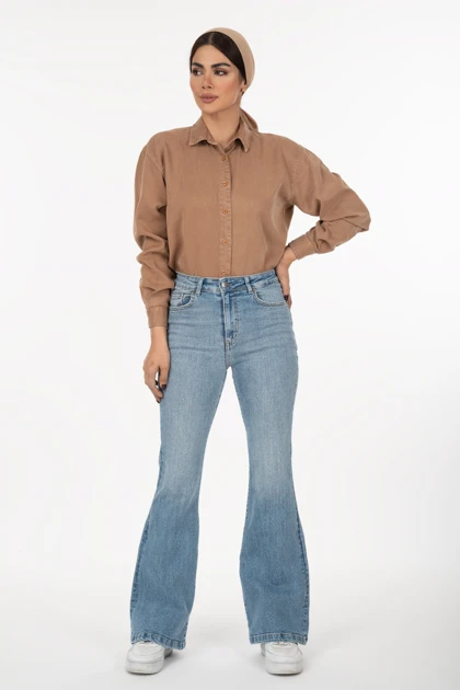 شلوار جین زنانه بوت‌کات فلکس(کشی) آبی روشن رویال جین Royal Jeans