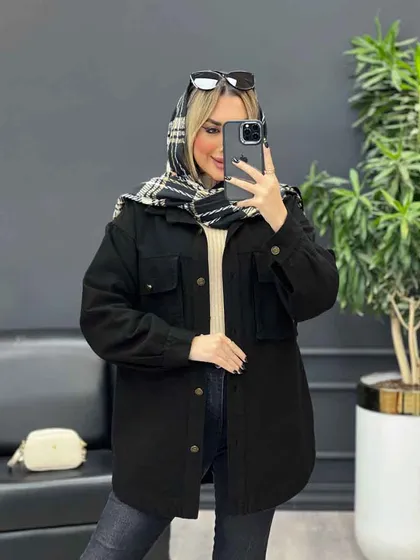 مانتو کتان دو جیب پاکتی