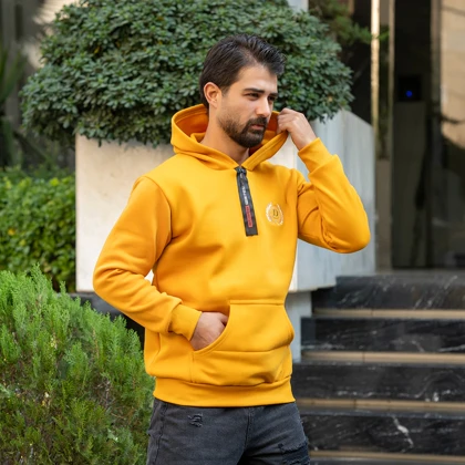 هودی مردانه طرح D خردلی مدل Parham
