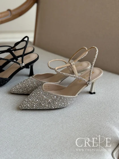 کفش بند تنظیم دار نگینی پاشنه 8 سانت