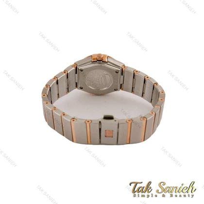 ساعت امگا کانسلیشن زنانه دورنگ رزگلد ایندکس خطی Omega-5162-L